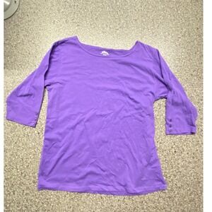 Tri-Mountain Boat Neck Top Womens 2XL Purple Excellent 3/4 Sleeve Button Cuff‎